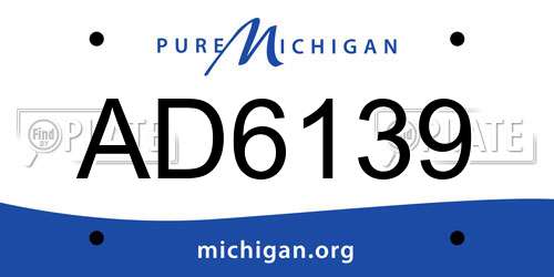 AD6139 Michigan License Plate