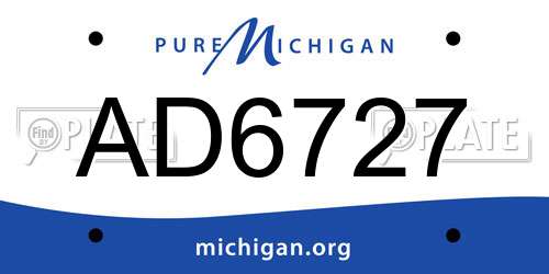 AD6727 Michigan License Plate