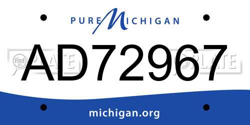 AD72967 Michigan License Plate