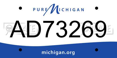 AD73269 Michigan License Plate