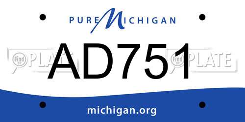 AD751 Michigan License Plate