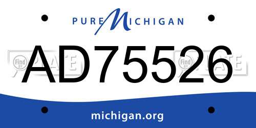 AD75526 Michigan License Plate