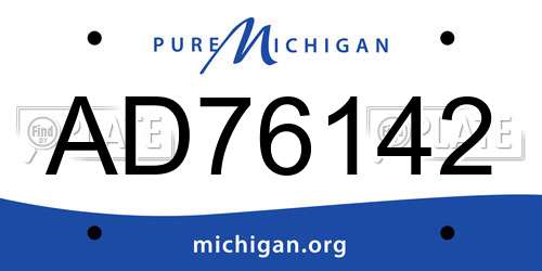 AD76142 Michigan License Plate