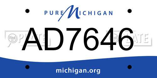 AD7646 Michigan License Plate