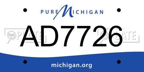AD7726 Michigan License Plate