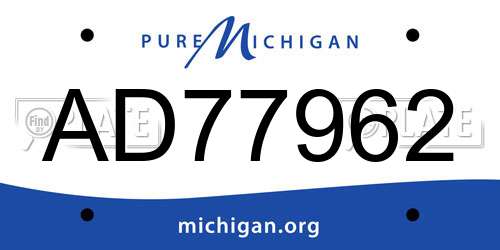 AD77962 Michigan License Plate