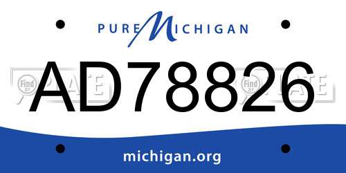 AD78826 Michigan License Plate