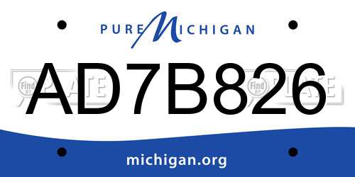 AD7B826 Michigan License Plate