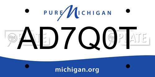 AD7Q0T Michigan License Plate