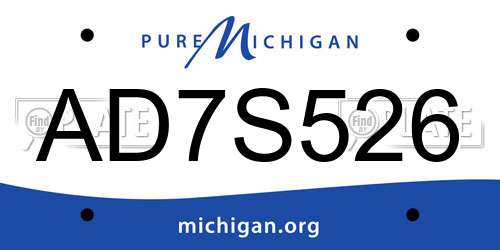 AD7S526 Michigan License Plate