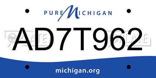 AD7T962 Michigan License Plate