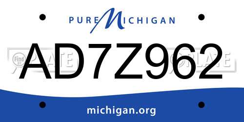 AD7Z962 Michigan License Plate