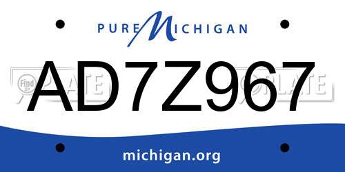 AD7Z967 Michigan License Plate