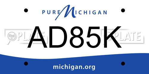 AD85K Michigan License Plate