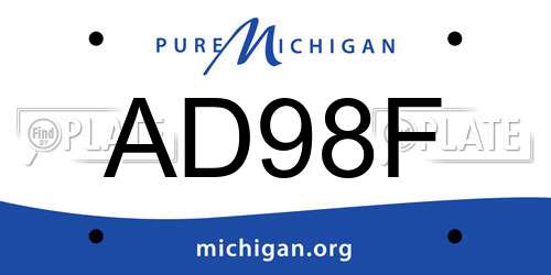 AD98F Michigan License Plate