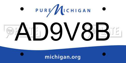 AD9V8B Michigan License Plate