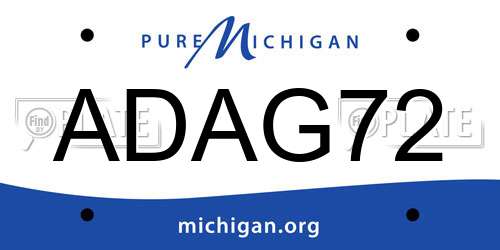 ADAG72 Michigan License Plate