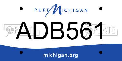 ADB561 Michigan License Plate