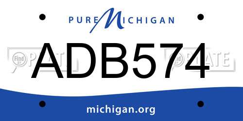 ADB574 Michigan License Plate
