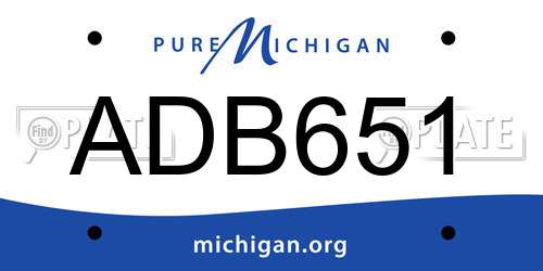 ADB651 Michigan License Plate