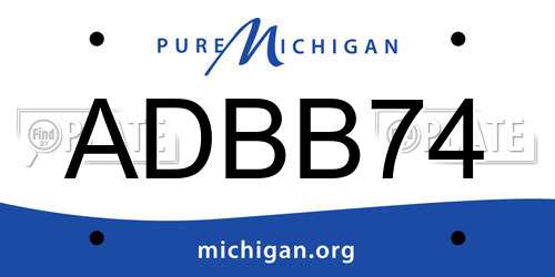 ADBB74 Michigan License Plate
