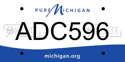 ADC596 Michigan License Plate