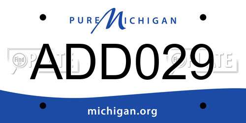 ADD029 Michigan License Plate