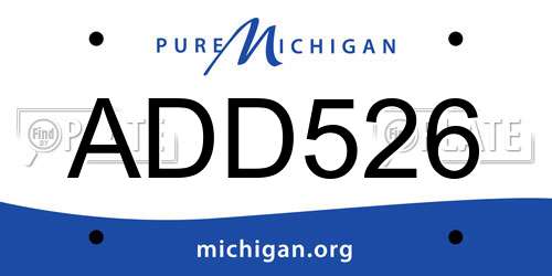 ADD526 Michigan License Plate