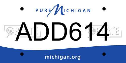 ADD614 Michigan License Plate
