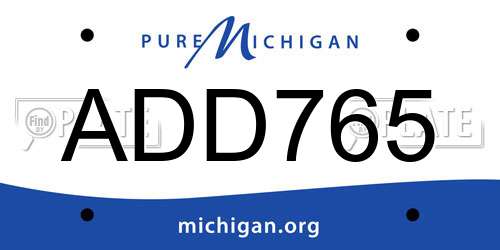 ADD765 Michigan License Plate