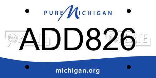 ADD826 Michigan License Plate