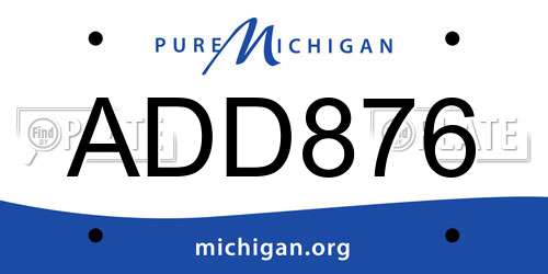 ADD876 Michigan License Plate
