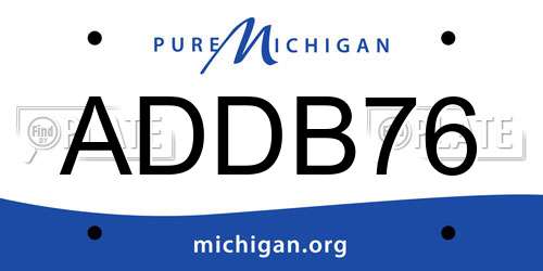 ADDB76 Michigan License Plate