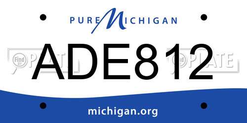 ADE812 Michigan License Plate