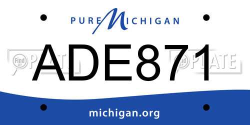 ADE871 Michigan License Plate