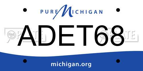 ADET68 Michigan License Plate