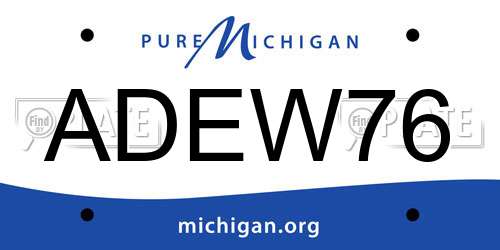 ADEW76 Michigan License Plate