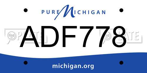 ADF778 Michigan License Plate
