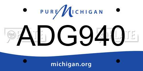 ADG940 Michigan License Plate