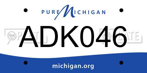 ADK046 Michigan License Plate