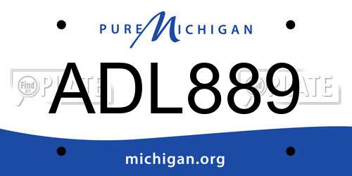 ADL889 Michigan License Plate