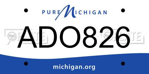 ADO826 Michigan License Plate