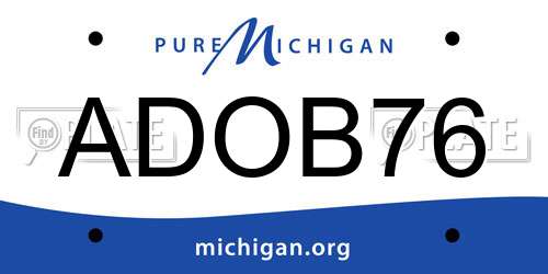 ADOB76 Michigan License Plate