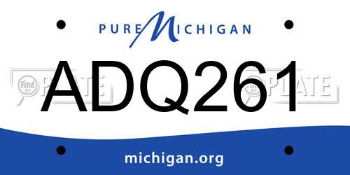 ADQ261 Michigan License Plate