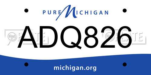 ADQ826 Michigan License Plate