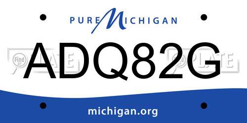 ADQ82G Michigan License Plate