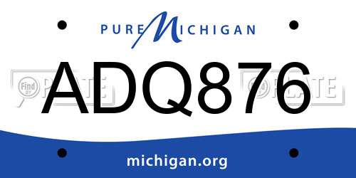 ADQ876 Michigan License Plate