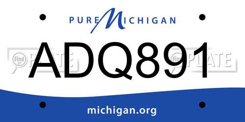 ADQ891 Michigan License Plate