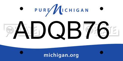 ADQB76 Michigan License Plate