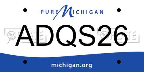 ADQS26 Michigan License Plate